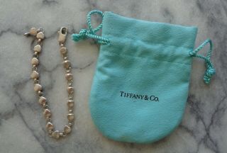 Vintage Tiffany & Co.  Small Sterlings Hearts Link Bracelet With Pouch