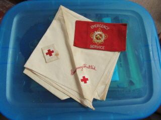 Emergency First Aid 1940s Full Square Neckerchief,  Armband & Shirt Loop Eb11