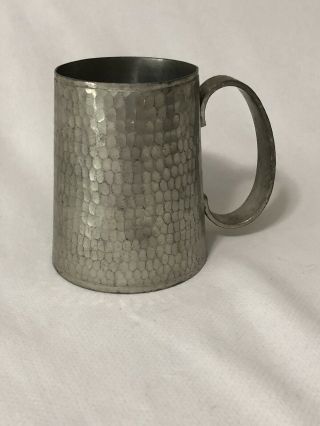 Vintage Banka Tinwerk Hammered Tin Mug With Handle Primitive Cup 4 1/2 "
