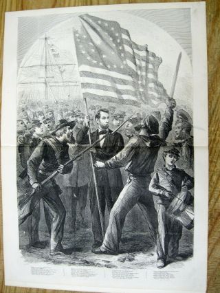 1864 Civil War Display Newspaper With Abraham Lincoln Election Campaign Poster
