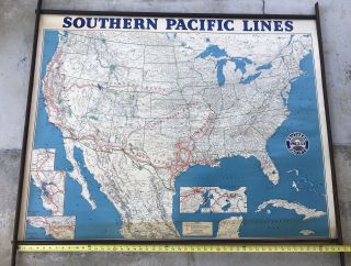 Vintage 1952 Rand Mcnally Southern Pacific Lines Railway Route Map