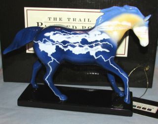 2003 Trail Of Painted Ponies Lightning Bolt Colt 2e Horse Ceramic Box & Tag Exc