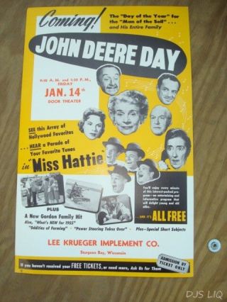 Old John Deere Movie Poster Sign Advertising Display Sturgeon Bay Wi Bc645