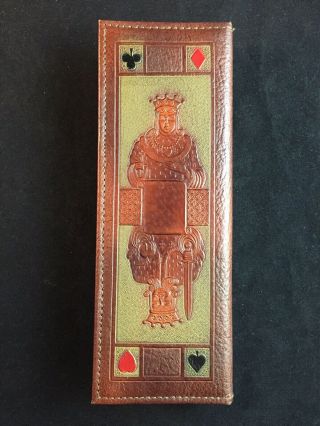 Vintage Astatic Bridge & Gin Rummy Playing Card Set W/ Leather Carrying Case
