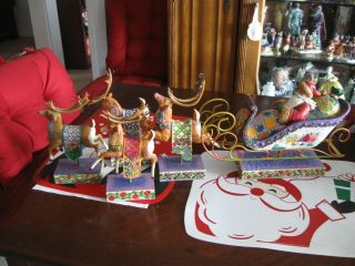 Complete Set Of The Jim Shore " Delivering Joy " F117719 / Dash Away Reindeer