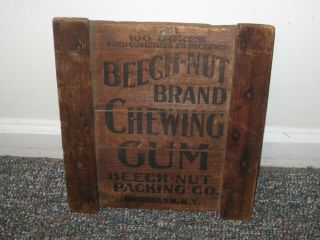 Antique Beech Nut Gum Sign Candy Crate Side Wrigleys Brooklyn York Wood Barn