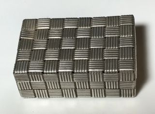 Tiffany & Co.  Sterling Silver 925 Pill Box Basket Weave Design Italy 14.  6 Grams