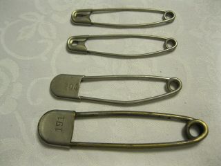 Vintage 4 Large Metal Safety Pins Horse Blanket Duffel Bag Laundry Military Mail