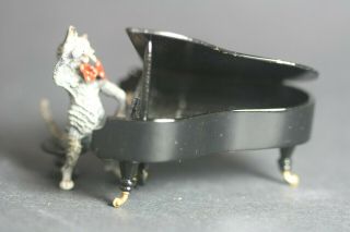 Austrian Vienna Miniature Polychrome Cold Painted Bronze Sculpture Cat Piano Nr
