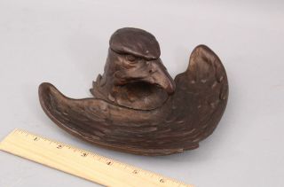 Antique French Bronzed Cast Iron Eagle Figural Desktop Inkwell & Pen Holder,  Nr