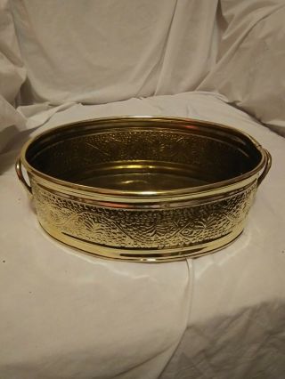 Vintage Oval Brass Planter/trinket Bowl With Handles Measures 8 " X 5 3/8 "