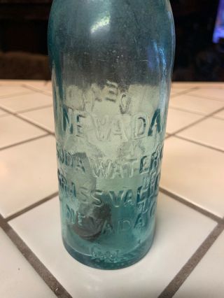 RARE ANTIQUE W.  E.  DEAMER NEVADA Co.  SODA WATER GRASS VALLEY GLASS BOTTLE 2