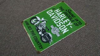 Old Vintage Harley Davidson Motorcycles Porcelain Sign Dealer Sales Service