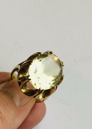 Vintage 9ct Gold Citrine Stone Set Ring,  375,  Heavy