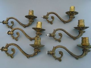 Vintage Chandelier 6 Cast Brass Light Branch Arms For Spares & Repair