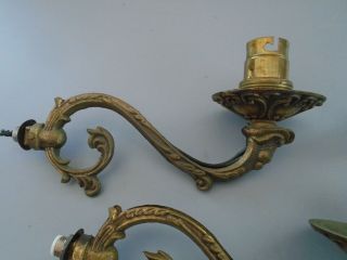VINTAGE CHANDELIER 6 CAST BRASS LIGHT BRANCH ARMS FOR SPARES & REPAIR 2