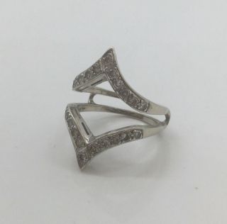 Vintage 14k White Gold Diamond Insert Enhancer Guard Ring Size 7 1/4