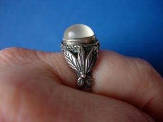 Vintage Silver Moonstone Ring,  Bernard Instone Arts & Crafts Style Uk Size P