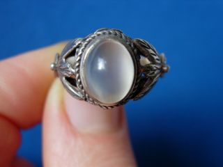 Vintage Silver Moonstone Ring,  Bernard Instone Arts & Crafts Style UK Size P 2