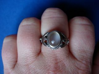 Vintage Silver Moonstone Ring,  Bernard Instone Arts & Crafts Style UK Size P 3