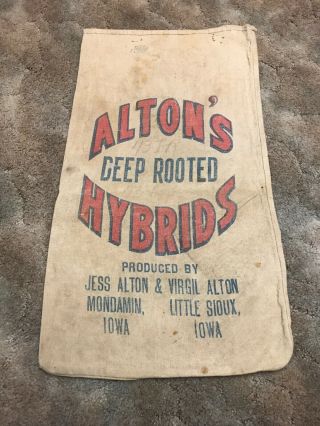 Altons Mondamin Little Sioux Iowa Hybrid Seed Corn Sack Bag Cloth Farm Feed