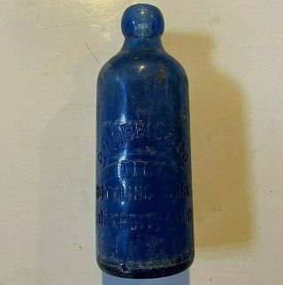 Old Antique Norris & Co Bottling Cobalt Blue Soda Bottle Detroit Michigan