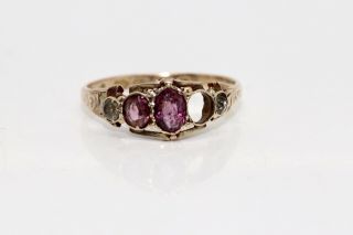 A Fine Antique Victorian 15ct Yellow Gold Garnet & Paste Five Stone Band Ring
