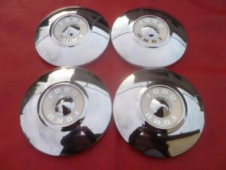 Vintage 1955 - 56 Ford T - Bird Fairlane Dog Dish Poverty Hubcaps Wheel Covers