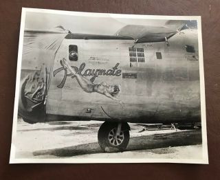 Vintage Wwii B - 24 Bomber Nude “ Playmate “ Nose Art Photo