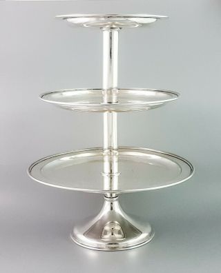 Antique Silver Plate 3 - Tier Cake Sandwich Stand Platter Tearoom Afternoon Tea