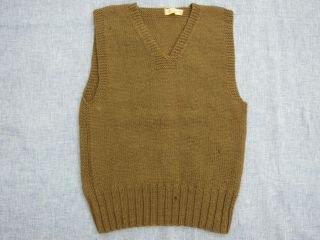 Ww2 Us Army Gi Od Green American Red Cross Knit Wool Sweater Vest & Tag