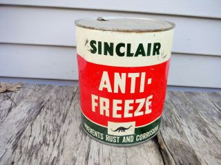 Vintage 1 Gallon Sinclair Anti - Freeze Can Dinosaur Nr Oil Can Man Cave