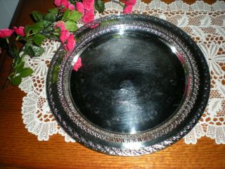 Vintage Silver Plate Wm Rogers & Son 2070 " Spring Flower " Serving Platter/tray