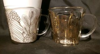 Set Of Two Fall 2019 Starbucks Clear Glass Cups Gold Floral Butterfly Mugs 14oz