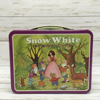 Vintage Ohio Art Usa Snow White & The Seven Dwarfs Tin Metal Lunch Box