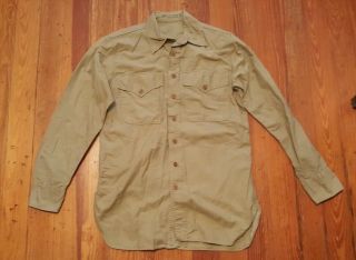 Ww2 Usmc Us Marine Cotton Khaki Service Combat Shirt Vintage Named