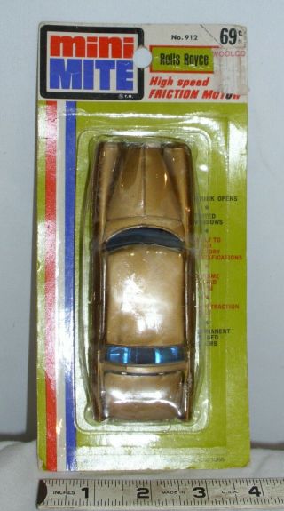 Mini Mite Rolls Royce Friction Car Plastic Toy 1960s On Card