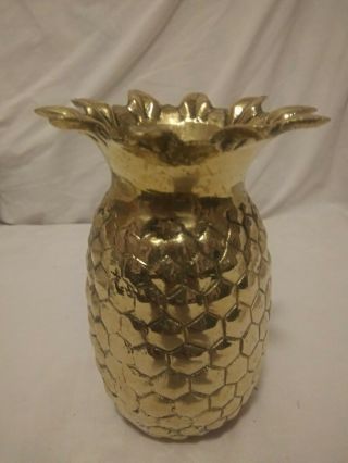 Vintage Brass Pineapple Planter Flower Vase
