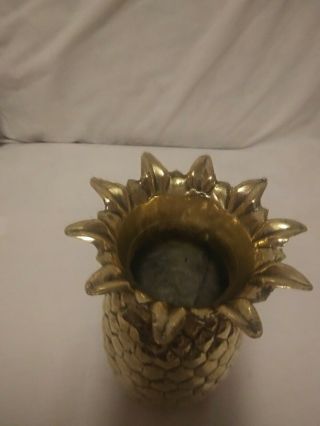 Vintage Brass Pineapple Planter Flower Vase 2