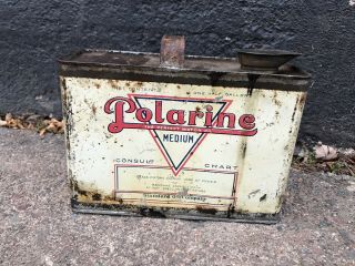 Antique 1/2 Gallon Polarine Motor Oil Can Tin Standard Oil Company - Early Metal