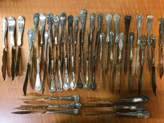 40 Pc ANTIQUE Silverplated Twisted Butter Knifes CRAFT USE or RESALE 2
