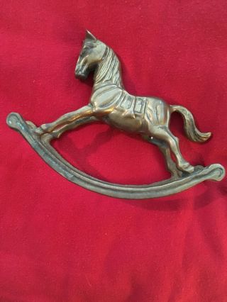 Antique Solid Brass Rocking Horse.  7”l X 4”h.  Truly A Piece W Great Patina