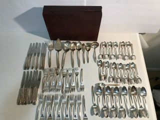 Wm Rogers Silver Plate Queen Mary Starlight Rose Aa 80 Pc Set Reinforced