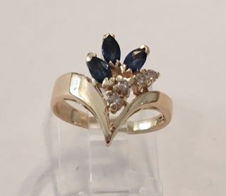 Vintage Bh Effy 14k Yellow Gold Natural Sapphire & Diamond Cocktail Ring