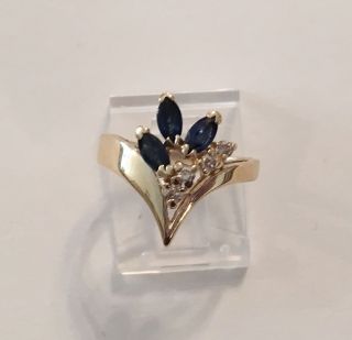Vintage BH Effy 14K Yellow Gold Natural Sapphire & Diamond Cocktail Ring 2