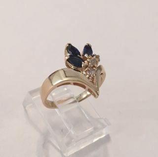 Vintage BH Effy 14K Yellow Gold Natural Sapphire & Diamond Cocktail Ring 3
