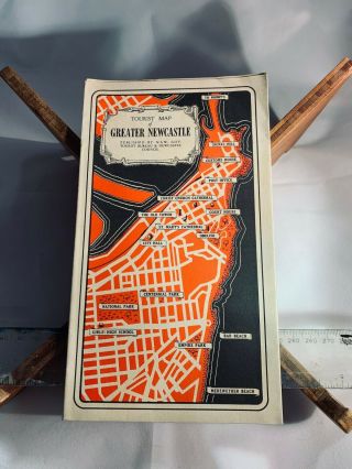 Vintage Tourist Map Of Greater Newcastle,  C.  1965,  1960s,  Nsw,  Australia,  Sydney