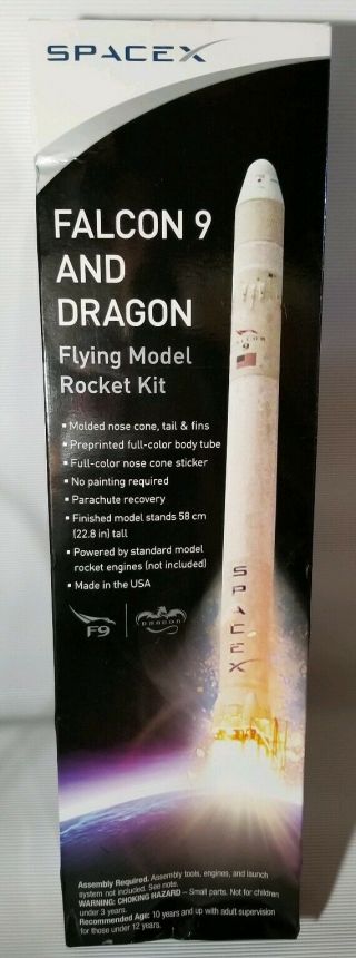 Spacex Falcon 9 And Dragon Flying Model Rocket Kit.
