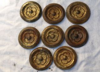 7,  1 Antique Servants Butlers Maids Bell Pull Metal & Brass Rosettes Embellishers