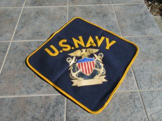 Ww2 Us Navy Felt Banner Pennant,  Usn Ww2 Era,  22 " X 22 " Diamond Shape